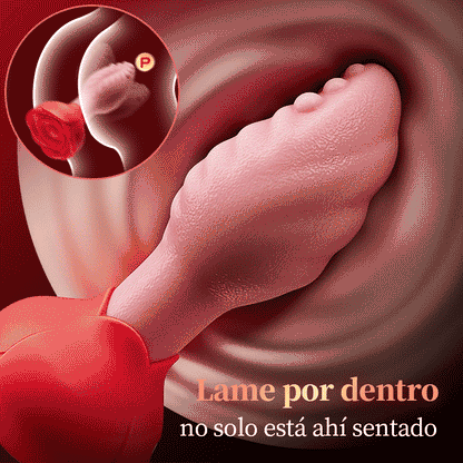 Sera - Plug anal giratorio de 360° con forma de lengua y base de rosa para mujeres y hombres