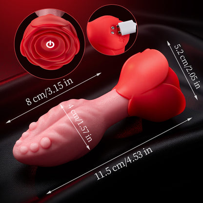 Sera - Plug anal giratorio de 360° con forma de lengua y base de rosa para mujeres y hombres