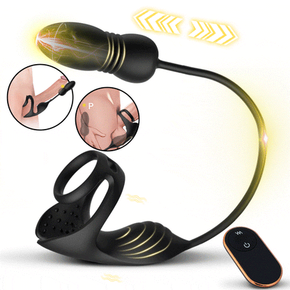 Masajeador de próstata con 9 niveles de estimulación y vibración, estimulador de testículos y anillo para el pene