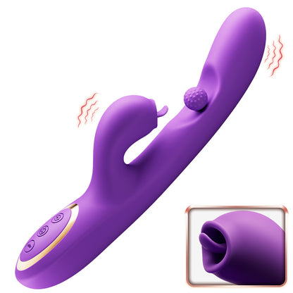 Estimulador de clítoris con lamido de lengua, vibrador de punto G con rotación de 360° y bola de frotamiento