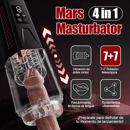 Mars - Masturbador 4 en 1 Oral Dominator 7 Vibradores 7 Estiramientos 7 Rotatorios Doble Motor