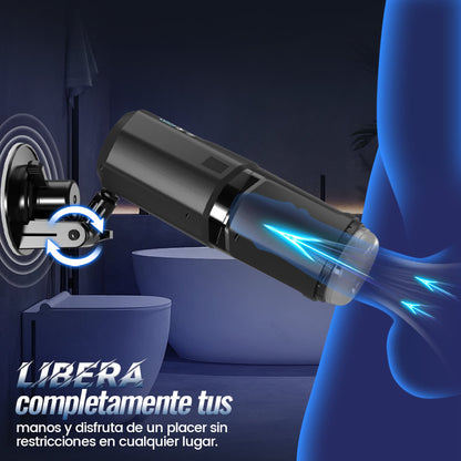 GripMax – Vibrador doble rotativo telescópico sin manos con soporte de ventosa.