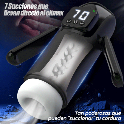 Phantom - 7 Succiones 7 Vibraciones Manijas Dobles Textura de Canal con Gran Granulado Masturbador Masculino