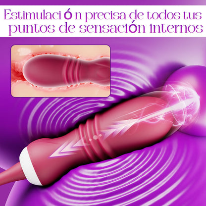 Elowen - Boca grande con lamido de lengua para la estimulación del clítoris y los pezones, vibrador de empuje para el punto G.