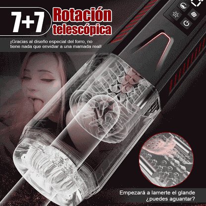 Mars - Masturbador 4 en 1 Oral Dominator 7 Vibradores 7 Estiramientos 7 Rotatorios Doble Motor