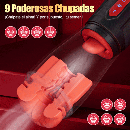 Kiss Mark -Masturbador masculino con auriculares, 9 vibraciones, 9 succiones, 9 rotaciones