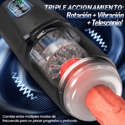 GripMax – Vibrador doble rotativo telescópico sin manos con soporte de ventosa.