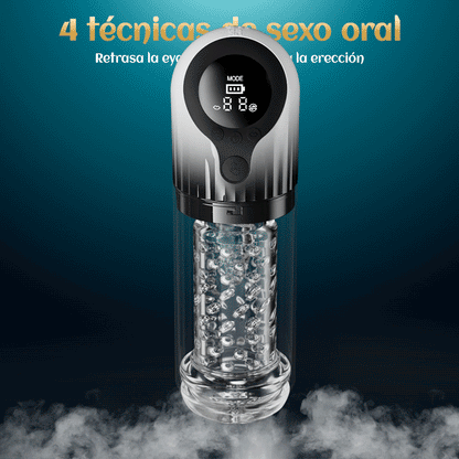 Vortex Male Stroker - 4 potentes niveles de succión, modo impulso con un botón, fácil de limpiar con lubricante gratis