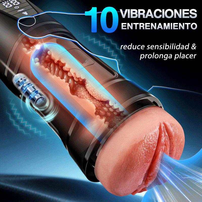 Challenger - 10 Vibraciones, 5 Succiones, Vagina Ultra-Realista, Masturbador Simulado