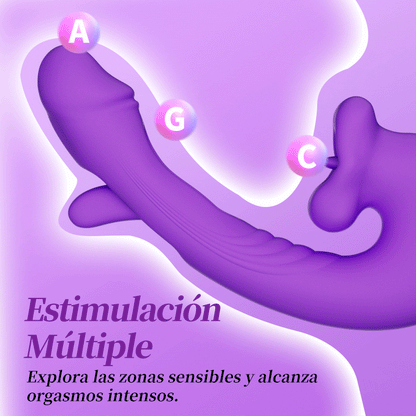 Isolde - Vibrador Mejorado para Punto G con Forma de Boca, Lengua para Clítoris y Movimiento Aleteante