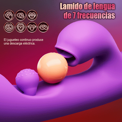 Estimulador de clítoris con lamido de lengua, vibrador de punto G con rotación de 360° y bola de frotamiento