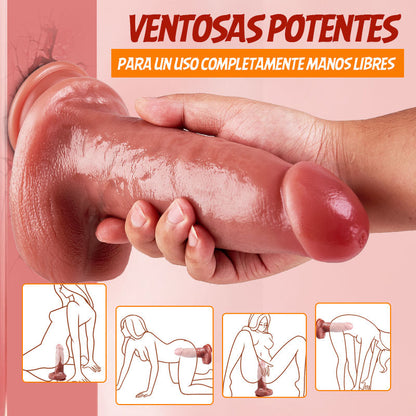 Big Brother - Dildo realista extra grueso de 9.84 pulgadas con extensión máxima, 7 modos de empuje + 10 modos de vibración