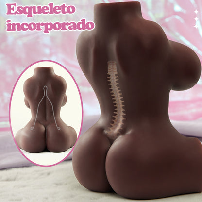 Leni - Torso sensual de doble canal con cuerpo de TPE suave y estructura interna intensa