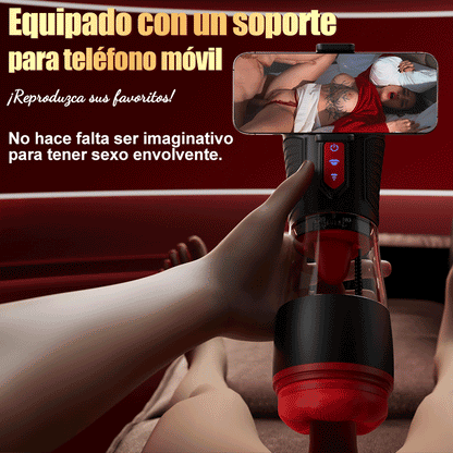 Kiss Mark -Masturbador masculino con auriculares, 9 vibraciones, 9 succiones, 9 rotaciones