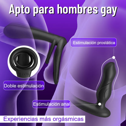 Doble Penetración  Doble Vibración  Vibrador para Parejas con Anillo de Bloqueo de Esperma