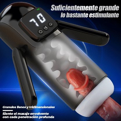 Phantom - 7 Succiones 7 Vibraciones Manijas Dobles Textura de Canal con Gran Granulado Masturbador Masculino