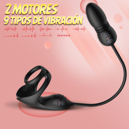 Masajeador de próstata con 9 niveles de estimulación y vibración, estimulador de testículos y anillo para el pene