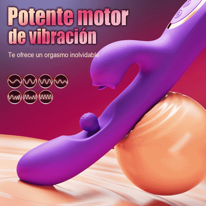 Estimulador de clítoris con lamido de lengua, vibrador de punto G con rotación de 360° y bola de frotamiento