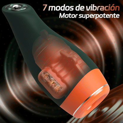 Warming - Simula la temperatura de la cavidad oral con vibración y función telescópica 2 en 1 para masturbación masculina