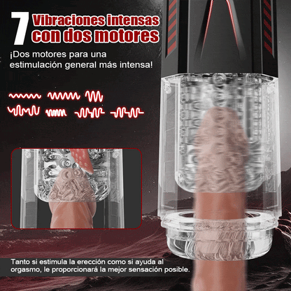 Mars - Masturbador 4 en 1 Oral Dominator 7 Vibradores 7 Estiramientos 7 Rotatorios Doble Motor