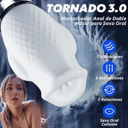 Tornado 3.0 - Masturbador analógico de doble motor para sexo oral 7 vibraciones 5 retracciones 5 rotaciones