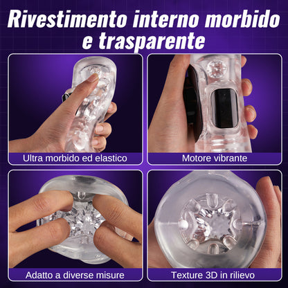 Nex - Masturbador interactivo controlado por App, 10 modos de vibración y 10 modos de movimiento, ajuste ceñido de 360°