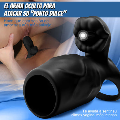 Titan - 9 Vibraciones  Textura de Pene Simulada  Anillo de Castidad Dual Testículos & Pene  Juguete Sexual para Parejas