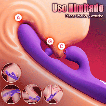 Estimulador de clítoris con lamido de lengua, vibrador de punto G con rotación de 360° y bola de frotamiento