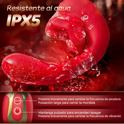 Little Rose - Vibrador femenino de material ultra suave con 10 frecuencias de mordida y 10 frecuencias de vibración.