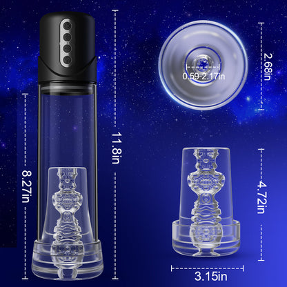 【HET】 Turbomotorer 2 I 1 elektrisk onanist och penispump 6 suglägen mattsvart textur YINGJUE