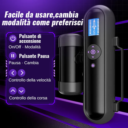 Nex - Masturbador interactivo controlado por App, 10 modos de vibración y 10 modos de movimiento, ajuste ceñido de 360°
