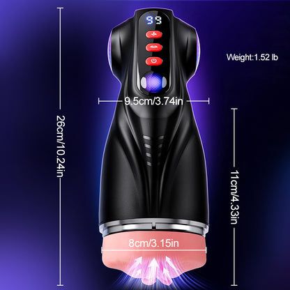 【Oferta relámpago: 30% DTO】Daphne - Bomba para Pene con 3 Mangas Intercambiables, Coño de Bolsillo, 9 Modos de Succión y 9 Vibraciones, Masturbador Masculino