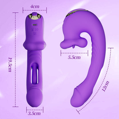 Isolde - Vibrador Mejorado para Punto G con Forma de Boca, Lengua para Clítoris y Movimiento Aleteante