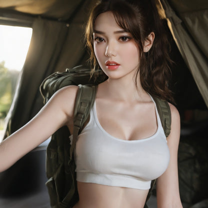 【-250 €, solo 3 días】Hannah - Muñeca sexual de 148 cm con cabello negro sedoso y ojos profundos y serenos para momentos íntimos