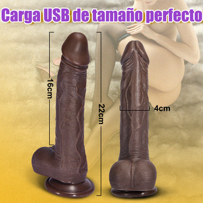 【HET】 Black Panther Vibration+Teleskopisk+Rotationsdildos Realistiska L 22,1CM×3,8CM