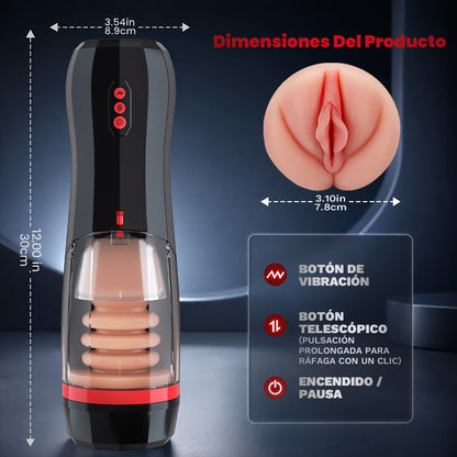 ROKA - Masturbatore maschile con 5 modalità di spinta, 10 vibrazioni, funzione di aspirazione e boost one-touch per una stimolazione progressiva