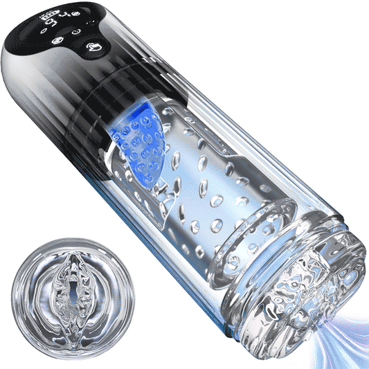 Vortex Male Stroker - 4 potentes niveles de succión, modo impulso con un botón, fácil de limpiar con lubricante gratis